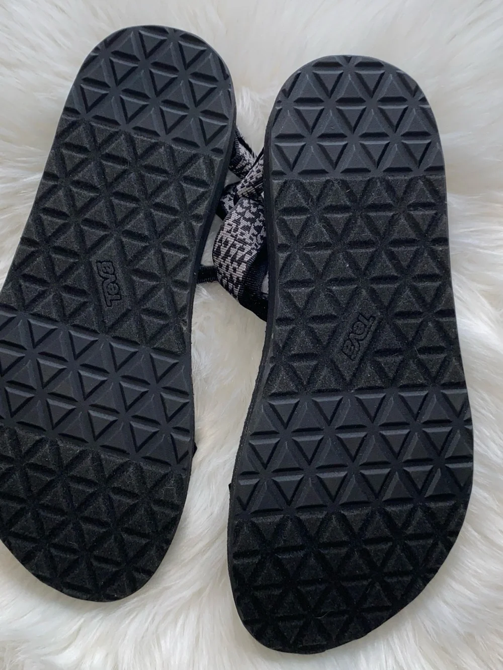 Teva Black Gray Patterned Strap Men's Sandals